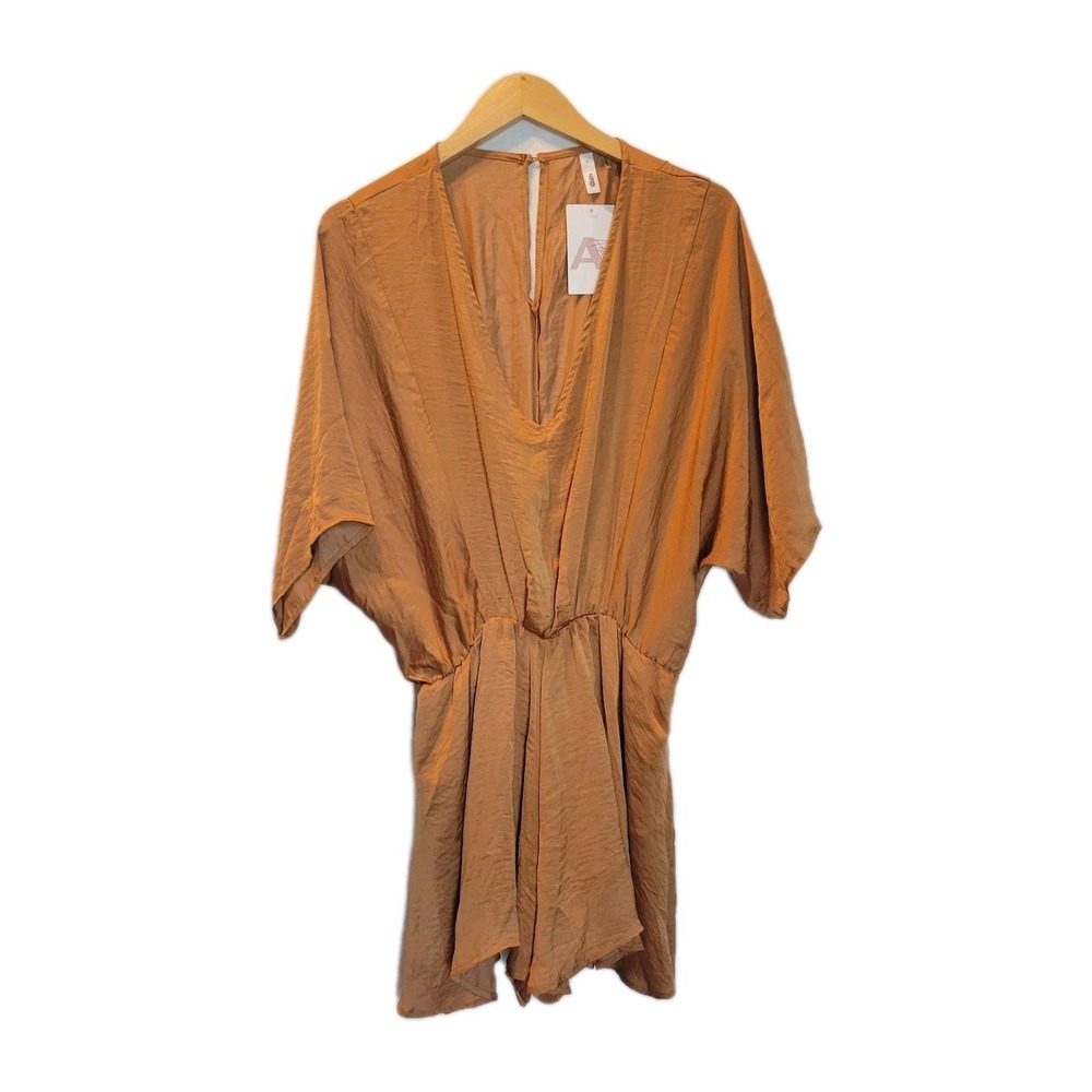 Glam Boutique Style Women's Romper Pull On Bronze/Brown Festival Summer NWT Sz L